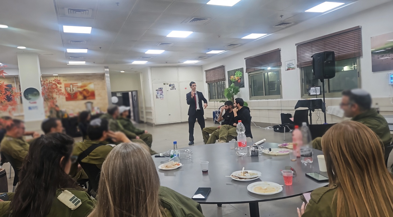 Yishai performing mentalism for IDF soldiers